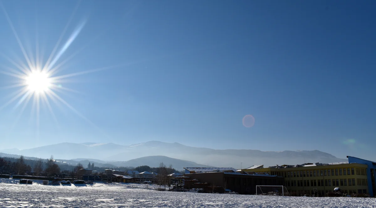 Snow-covered campus of Anglo-American School of Sofia in 2016