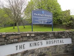 Entrance sign at The King's Hospital, Palmerstown, photographed in 2014.